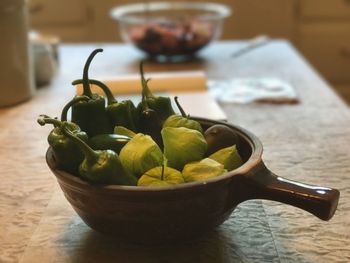 Close-up of vegetable in bowl on table