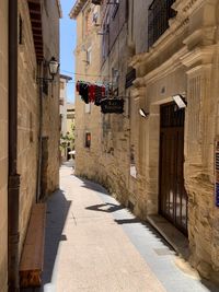 Narrow alley amidst buildings in city