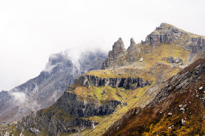 High angle shot of rocky landscape against the sky