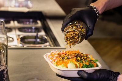 Close-up of hand holding food