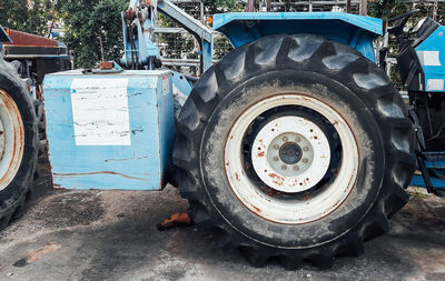 High angle view of tire track