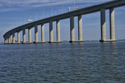 Bridge over sea against sky