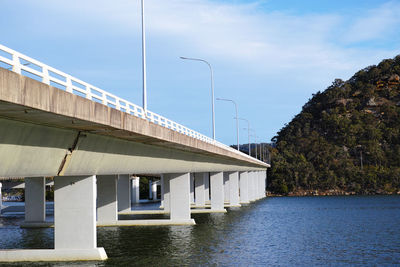 Bridge over river against sky