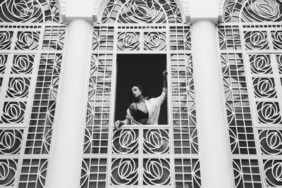 Portrait of woman with text