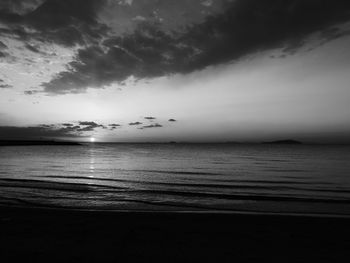 Scenic view of sea against sky at sunset