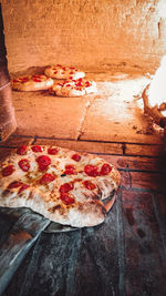 Close-up of pizza on table