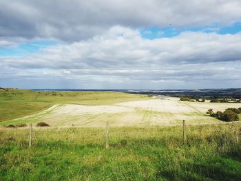 Scenic view of field against sky