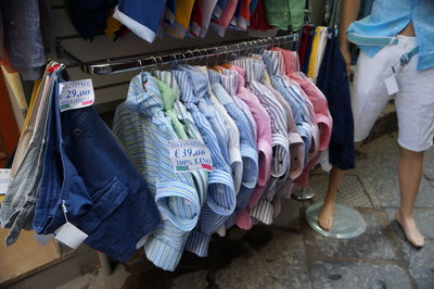 Low section of clothes for sale in market