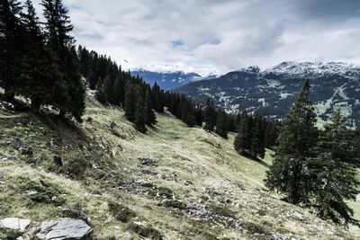 Scenic view of mountains against sky