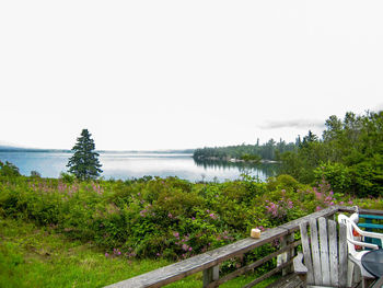 Scenic view of river against clear sky