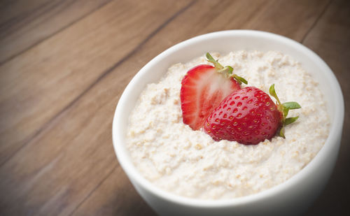 High angle view of breakfast served in bowl