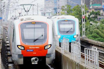 Metro trains on railroad track