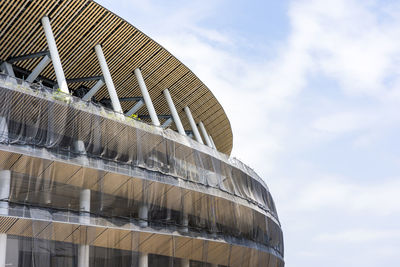 Low angle view of modern building against sky