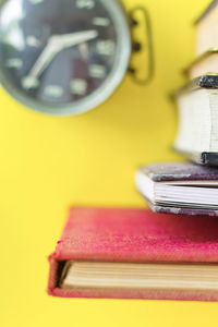 Close-up of books on table