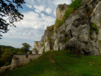 Low angle view of old ruin building