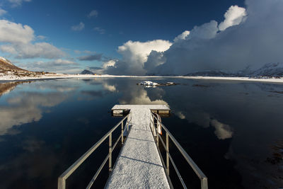 Scenic view of sea against cloudy sky