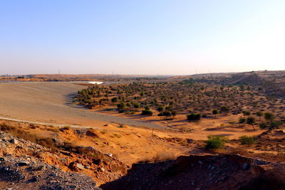 Scenic view of landscape against clear sky