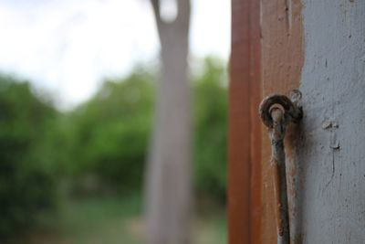 Close-up of metal in wall