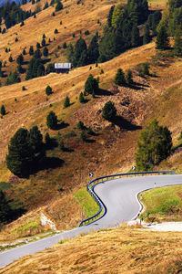 High angle view of road by mountain