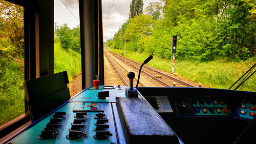 Train passing through window