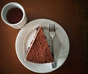 High angle view of breakfast served on table