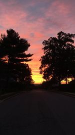 Silhouette trees against sky during sunset