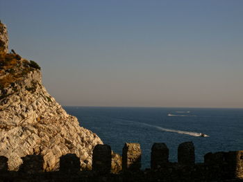 Scenic view of sea against clear sky