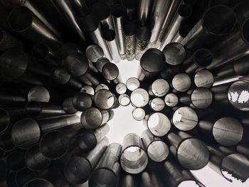 Full frame shot of damaged pipes against clear sky