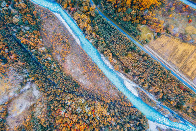 Aerial view of lake during autumn