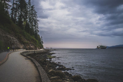 Scenic view of sea against cloudy sky