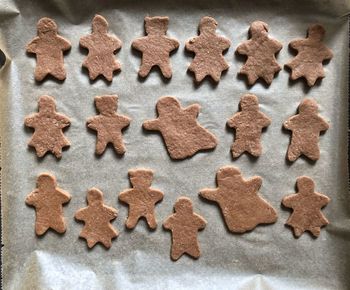 High angle view of cookies