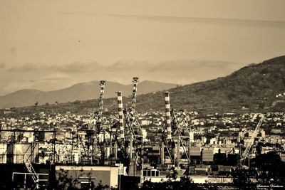 High angle view of townscape against sky