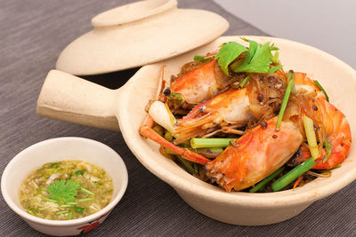 Close-up of meal served in plate