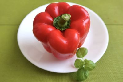 Close-up of tomatoes in plate on table