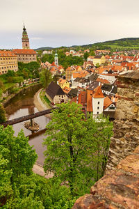 High angle shot of townscape