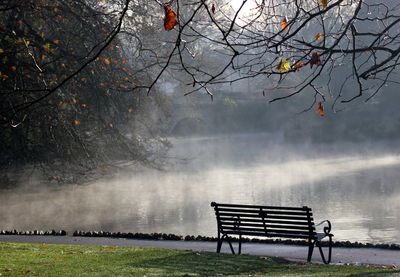 Empty bench in park