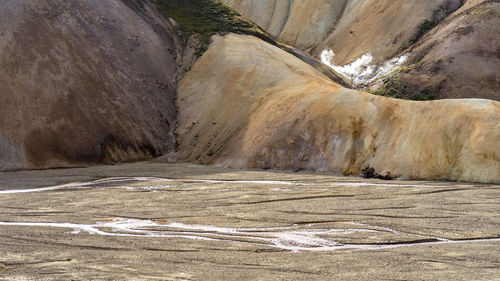 Creeks and sulfur at the volcanic foothills of iceland's highlands