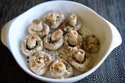 High angle view of food in bowl
