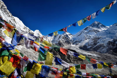 Prayer flags with mount everest in the background