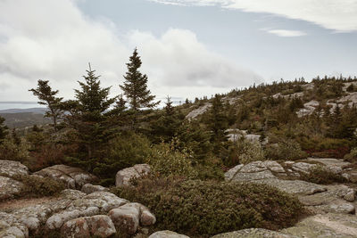 Scenic view of rocky mountains against sky
