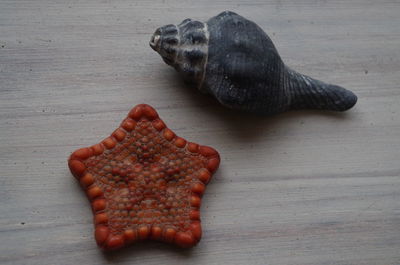 High angle view of crab on table