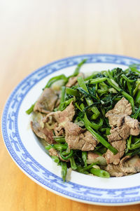 Close-up of food in plate on table