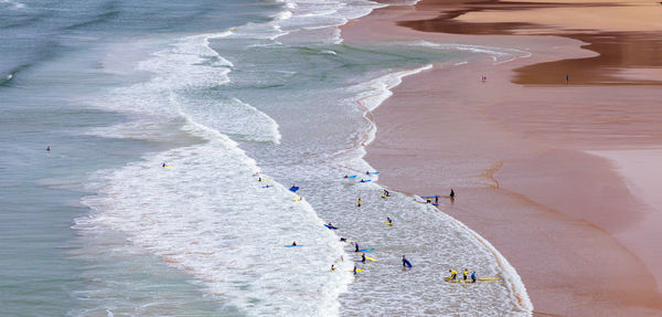 High angle view of people on beach