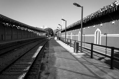 Railway bridge against clear sky