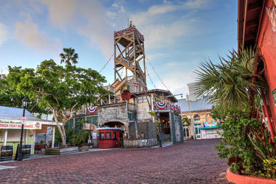 Sunrise over the shipwreck museum in key west, florida. for editorial use.