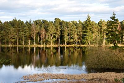 Scenic view of lake against sky