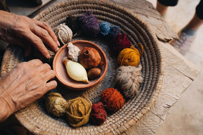 Close up view of yarn and wool