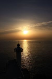 Scenic view of sea at sunset