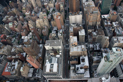 High angle view of buildings in city