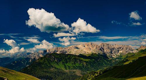 Panoramic view of landscape and mountains against sky